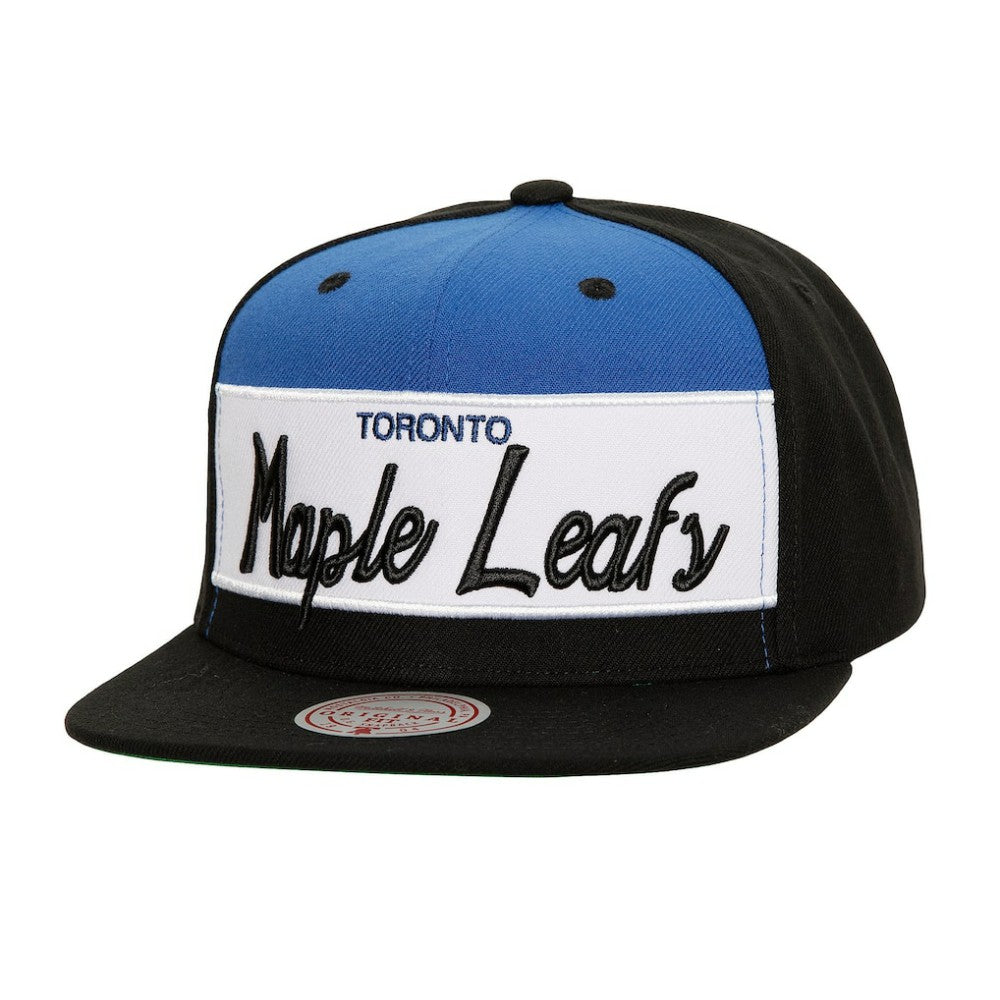 Toronto Maple Leafs Mitchell & Ness Retro Script Colorblock Snapback Hat Sale