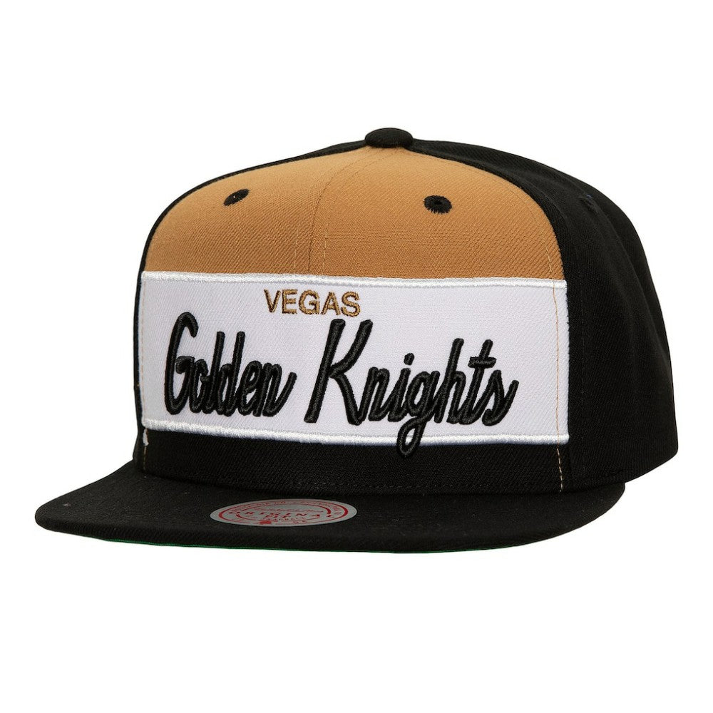 Vegas Golden Knights Mitchell & Ness Retro Script Colorblock Snapback Hat Sale