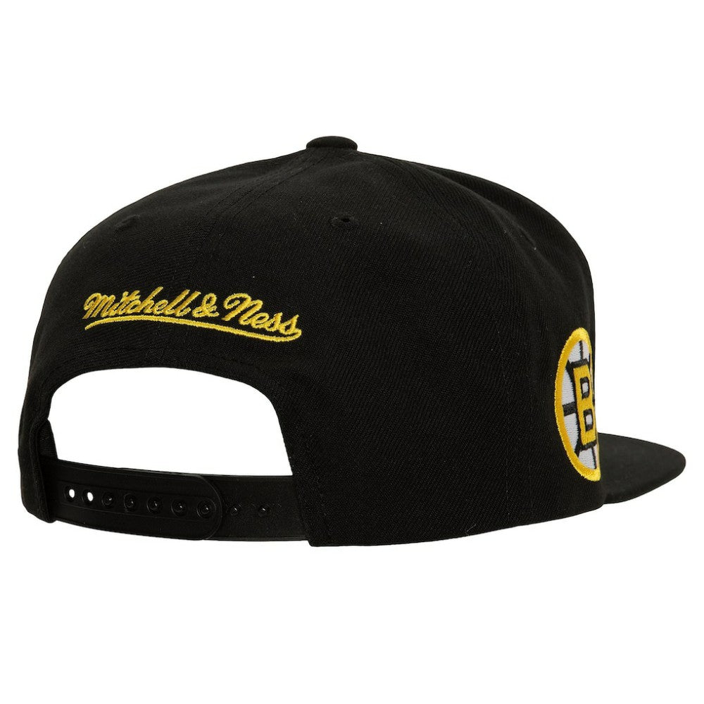 Boston Bruins Mitchell & Ness Retro Script Colorblock Snapback Hat Online