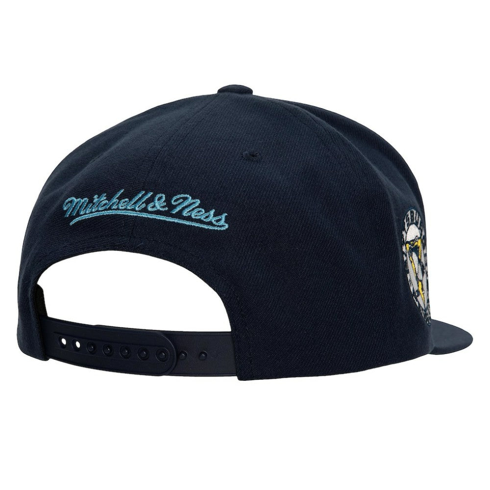 Pittsburgh Penguins Mitchell & Ness Retro Script Colorblock Snapback Hat For Sale