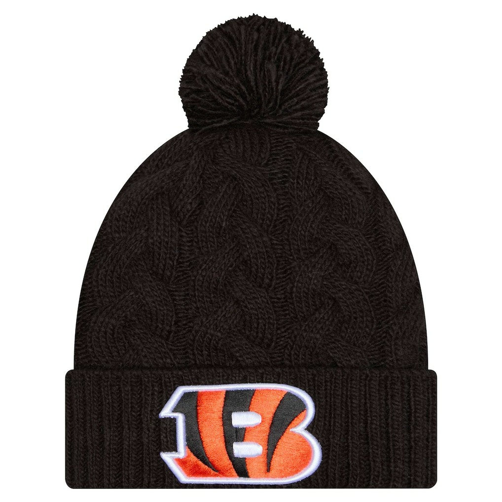 Cincinnati Bengals New Era Women's Cable Cuffed Knit Hat with Pom