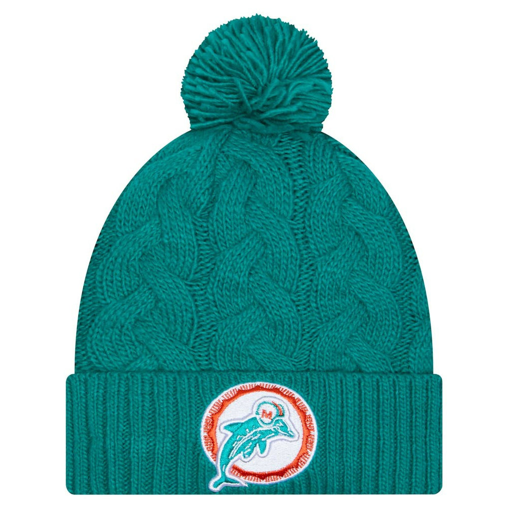 Miami Dolphins New Era Women's Cable Cuffed Knit Hat with Pom