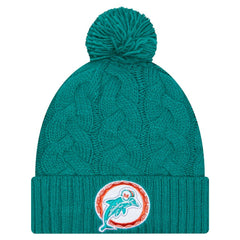 Miami Dolphins New Era Women's Cable Cuffed Knit Hat with Pom