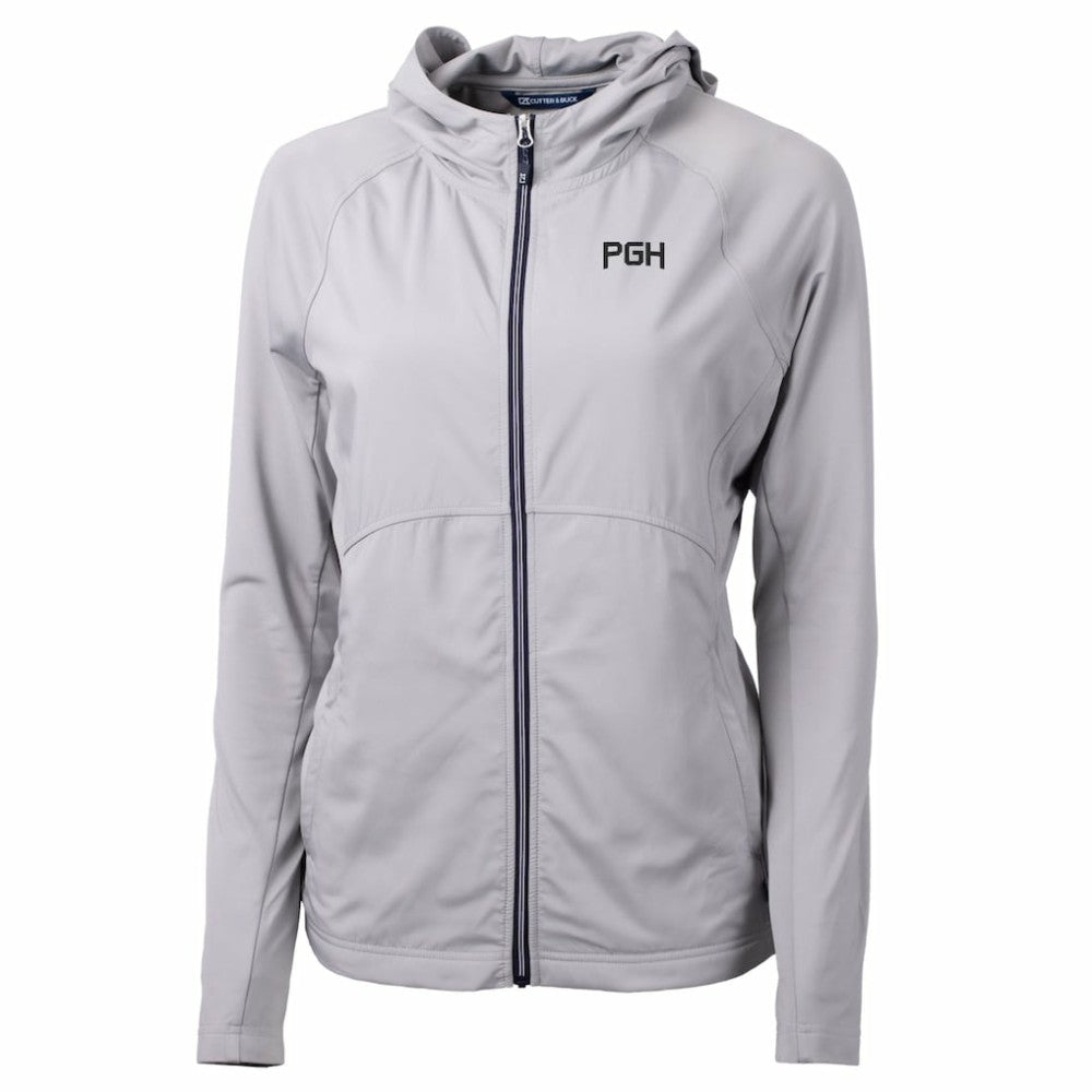 Pittsburgh Pirates Cutter & Buck Women's City Connect Adapt Eco Knit Hybrid Recycled Full-Zip Hooded Jacket | MLB Sale
