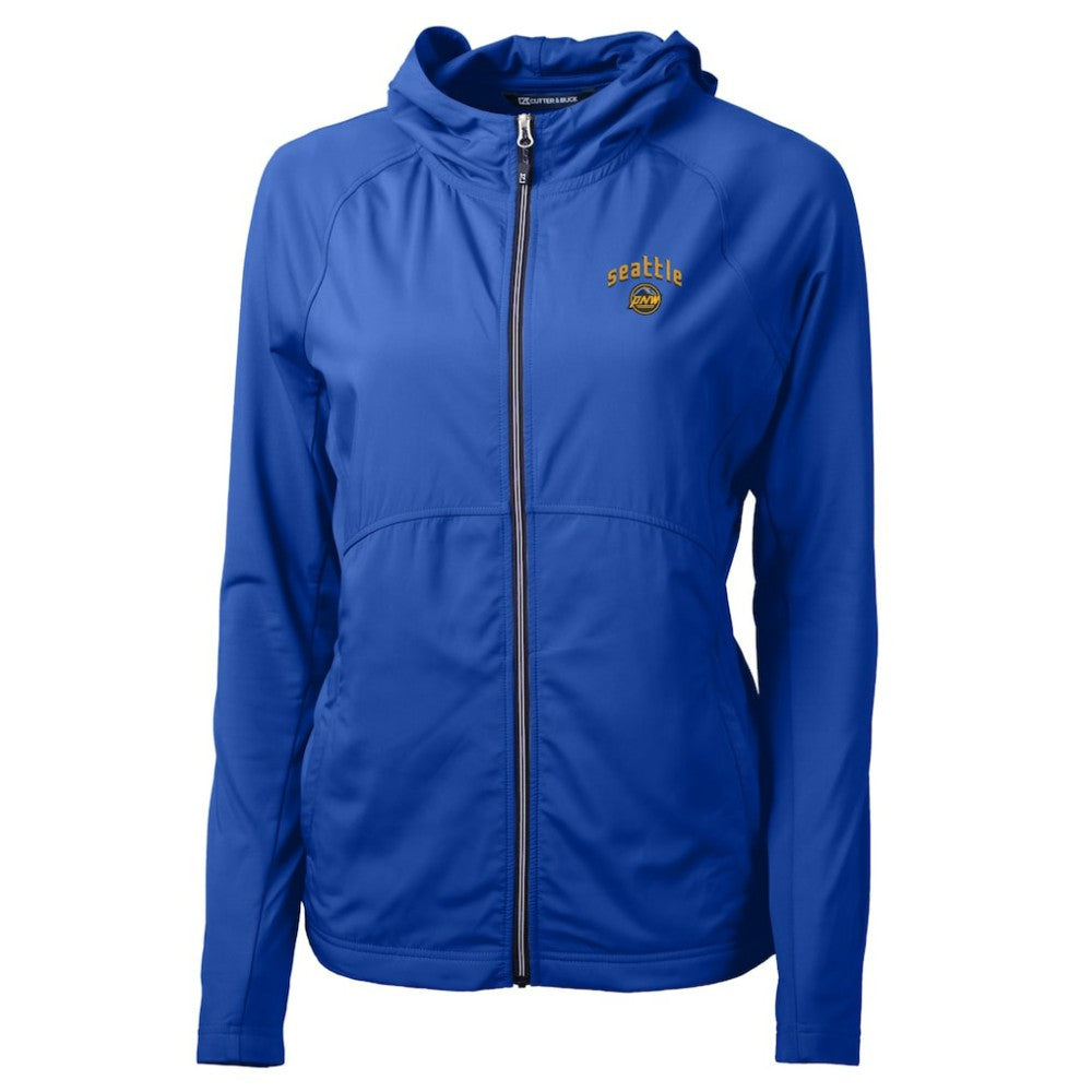 Seattle Mariners Cutter & Buck Women's City Connect Adapt Eco Knit Hybrid Recycled Full-Zip Hooded Jacket | MLB New