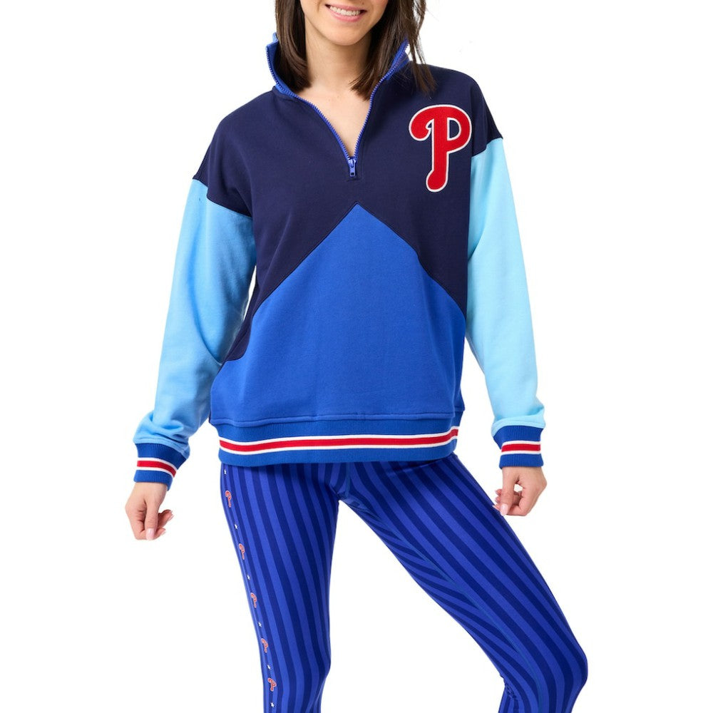 Philadelphia Phillies Terez Women's Classic Colorblock Quarter-Zip Sweatshirt | MLB Sale