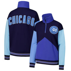 Chicago Cubs Terez Women's Classic Colorblock Quarter-Zip Sweatshirt | MLB Discount