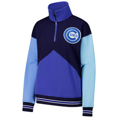 Chicago Cubs Terez Women's Classic Colorblock Quarter-Zip Sweatshirt | MLB Discount