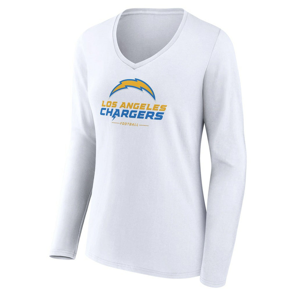 Los Angeles Chargers  Women's Team Lockup Long Sleeve V-Neck T-Shirt