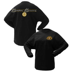 Boston Bruins Fanatics Women's 100th Anniversary Sparkle Spirit Jersey T-Shirt On Sale
