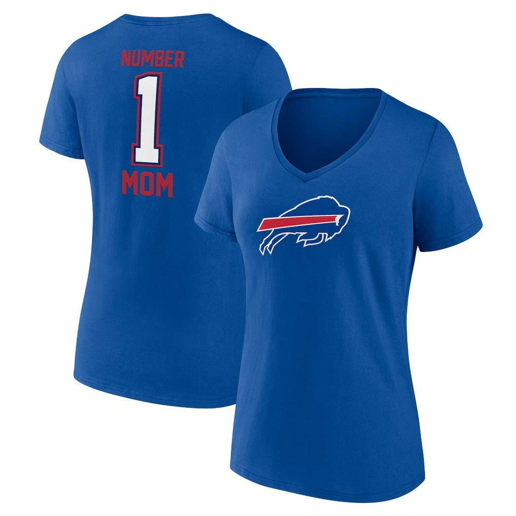 Buffalo Bills Fanatics Women's Plus Size Mother's Day #1 Mom V-Neck T-Shirt