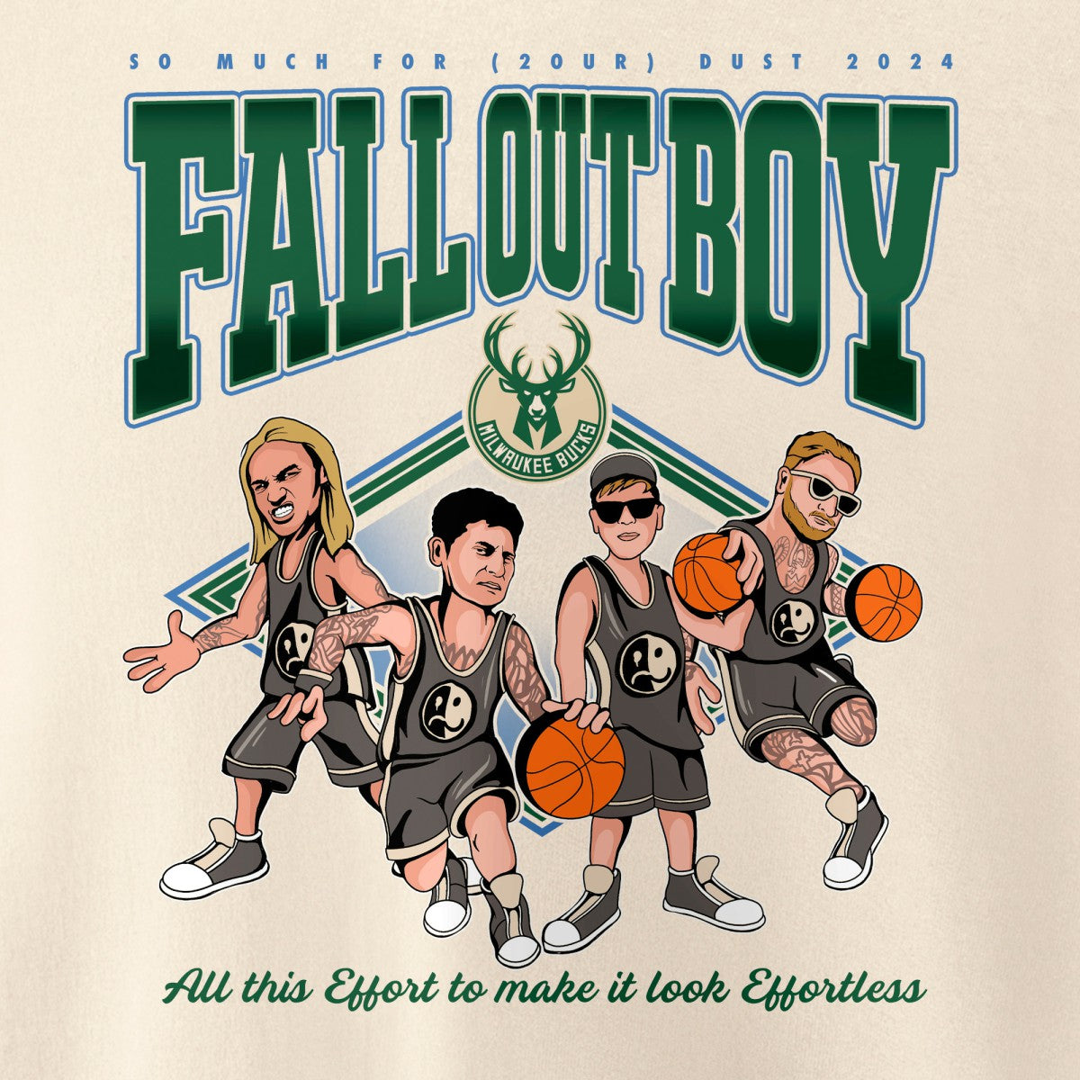 Fall Out Boy x Milwaukee Bucks Unisex So Much For (2our) Dust Pullover Sweatshirt New