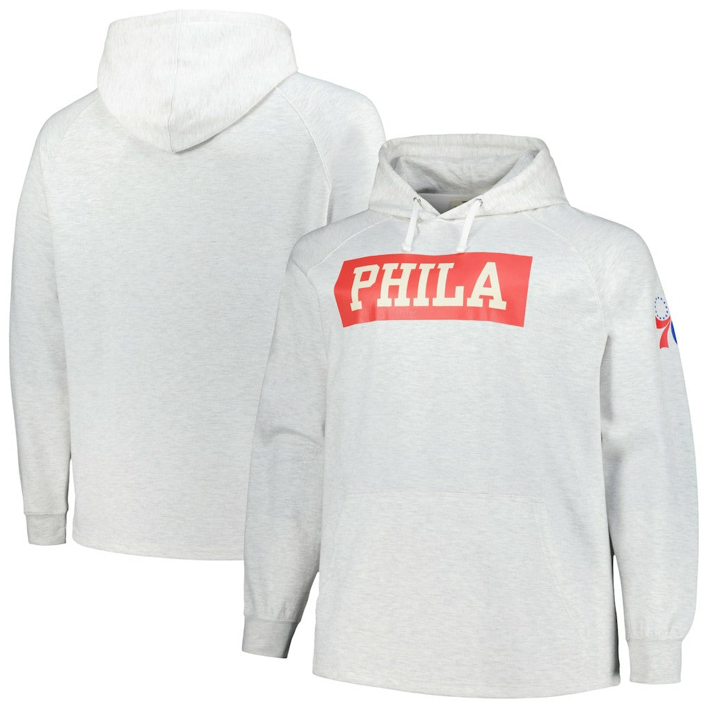 Philadelphia 76ers Big & Tall Raglan Tri-Blend Pullover Hoodie New