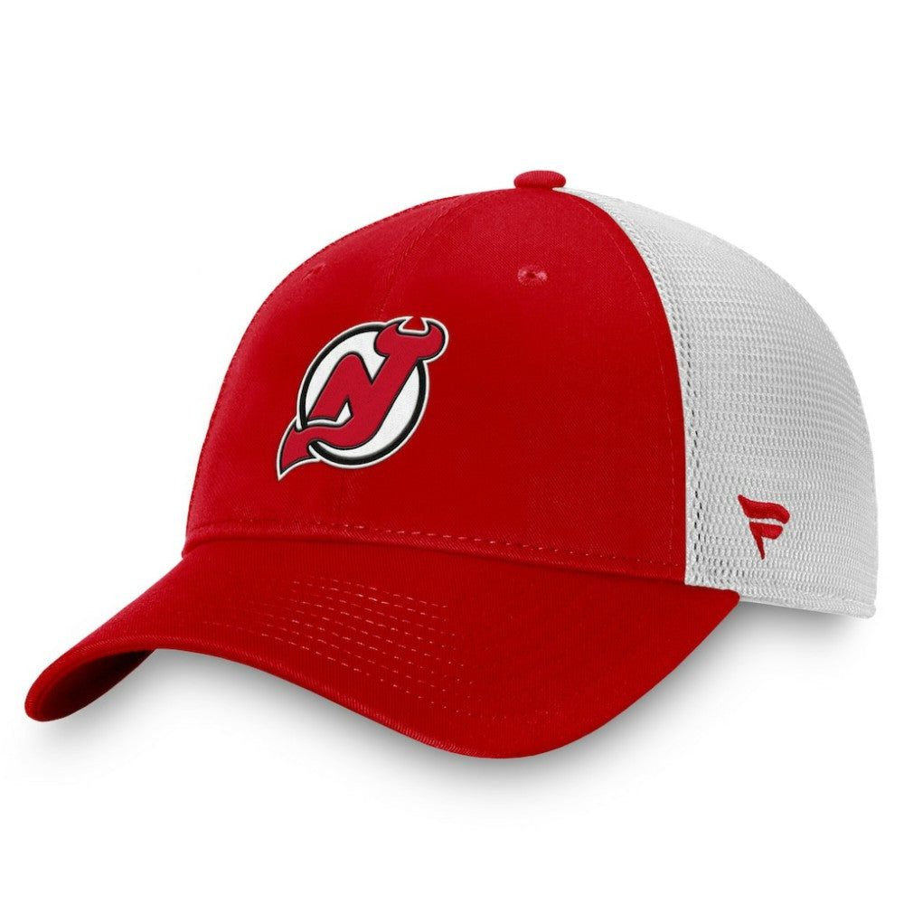 New Jersey Devils Fanatics Core Primary Logo Trucker Adjustable Hat For Sale