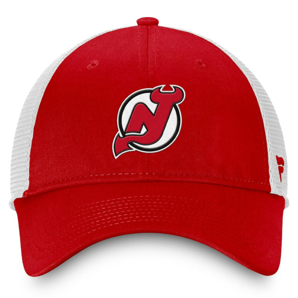 New Jersey Devils Fanatics Core Primary Logo Trucker Adjustable Hat For Sale