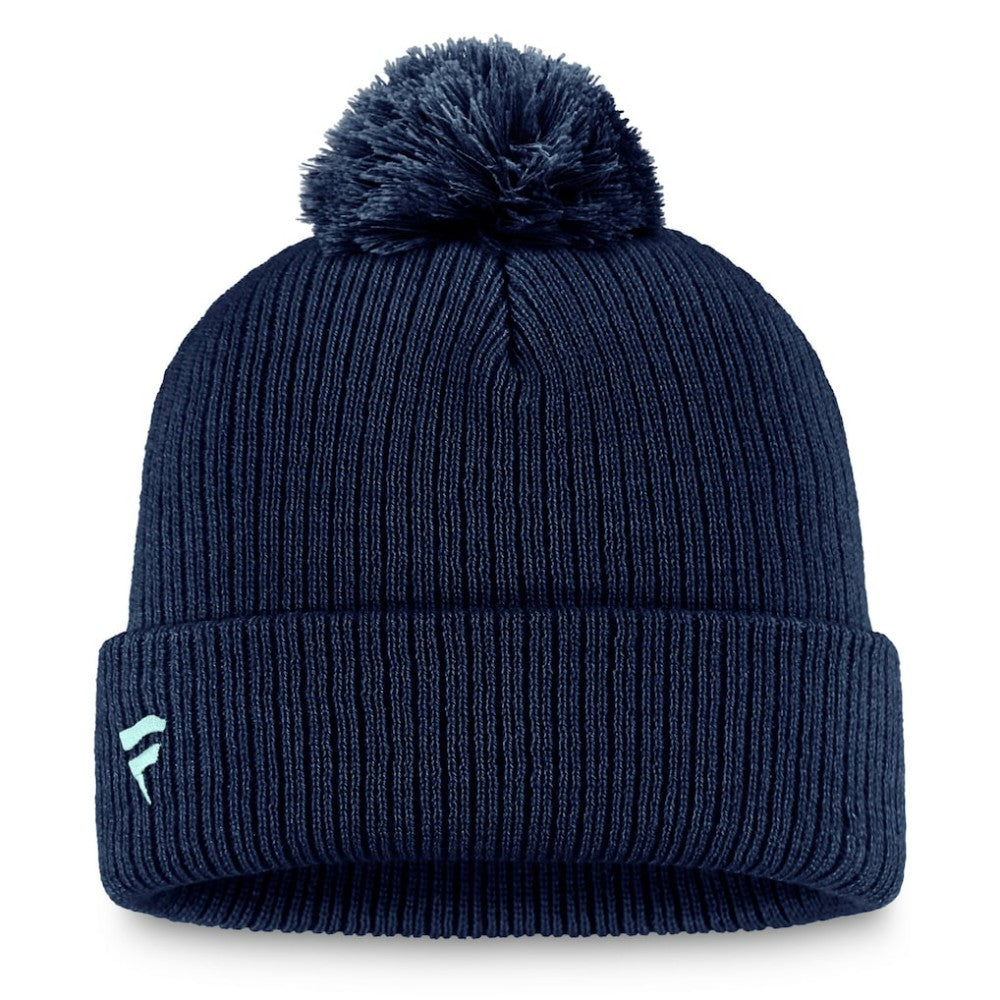 Seattle Kraken Fanatics Primary Logo Cuffed Knit Hat with Pom On Sale