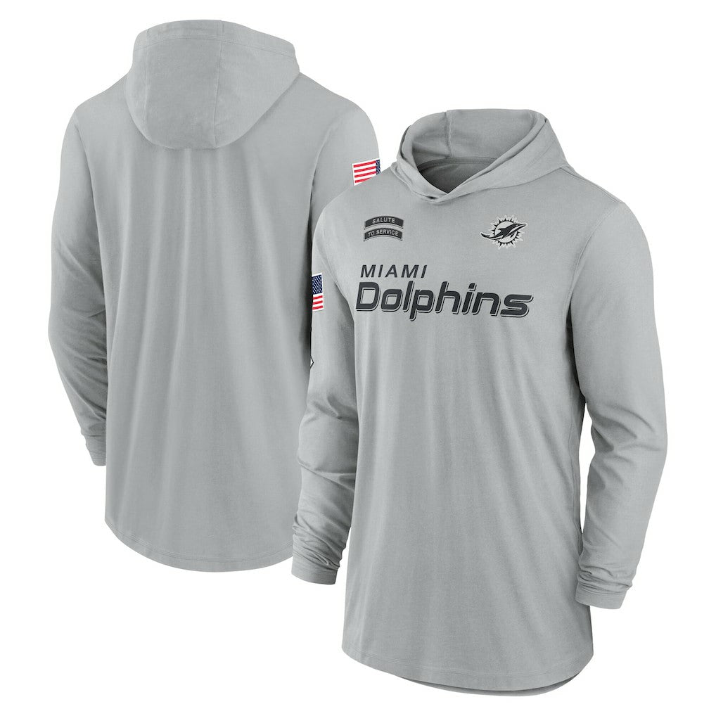 Miami Dolphins Nike 2024 Salute to Service Lightweight Dri-FIT Long Sleeve Hoodie T-Shirt