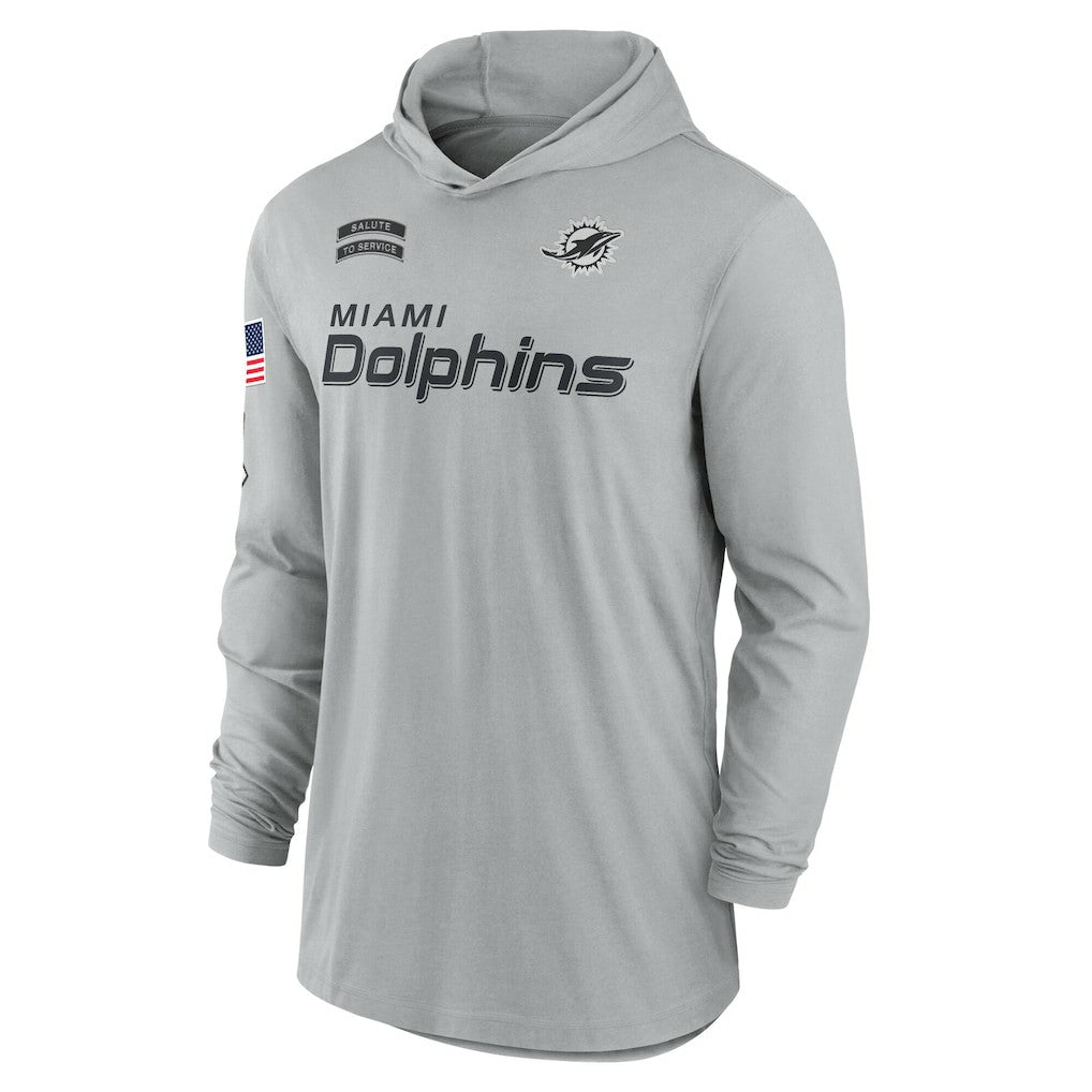 Miami Dolphins Nike 2024 Salute to Service Lightweight Dri-FIT Long Sleeve Hoodie T-Shirt