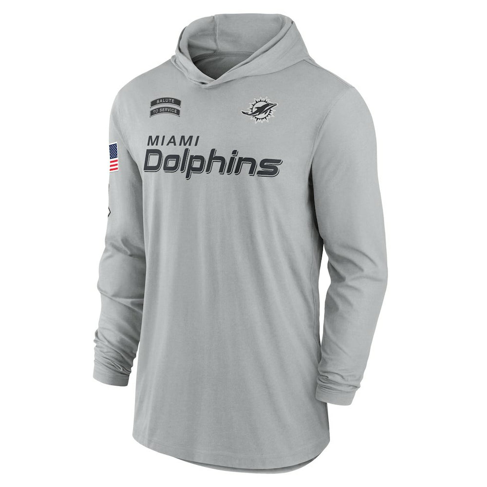 Miami Dolphins Nike 2024 Salute to Service Lightweight Dri-FIT Long Sleeve Hoodie T-Shirt