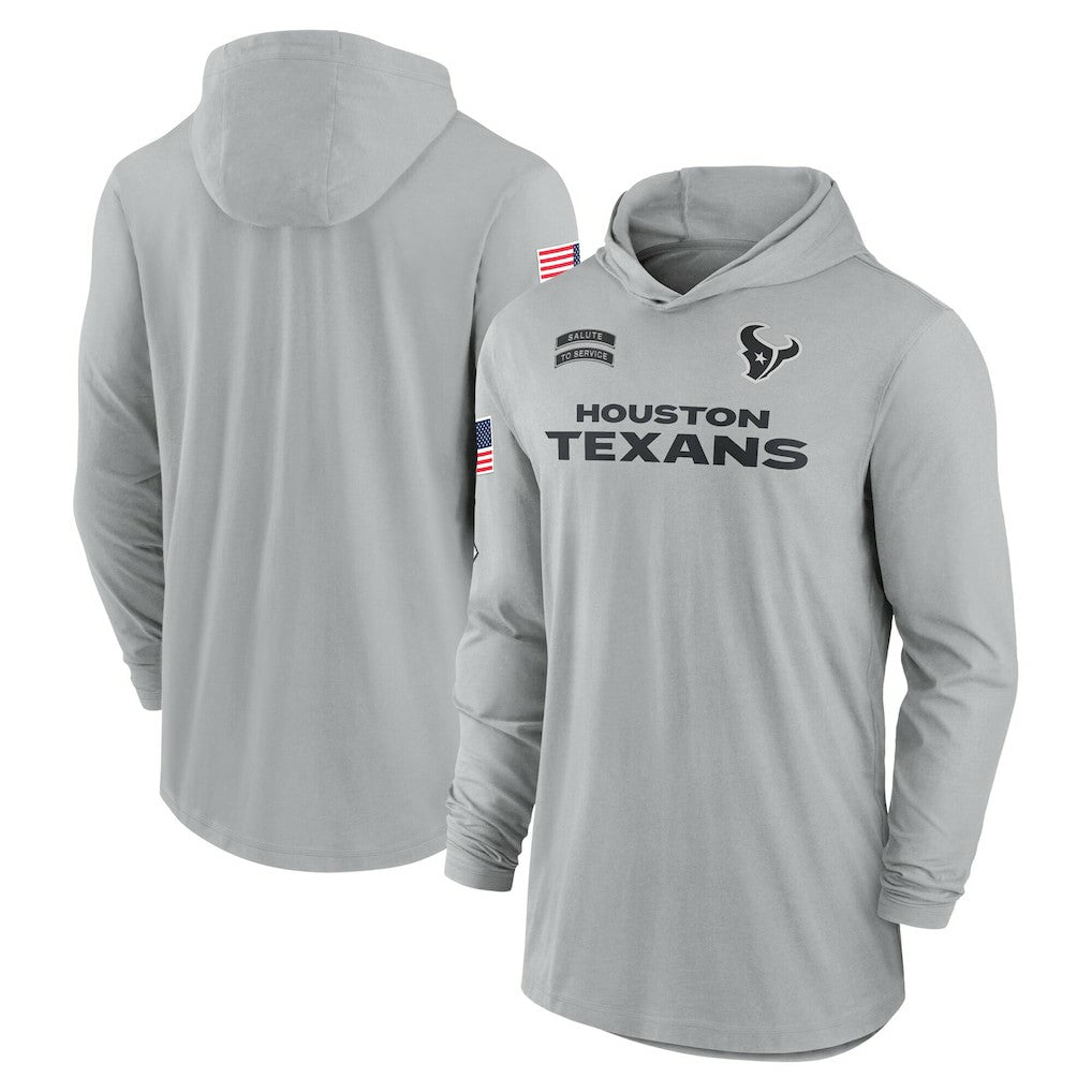 Houston Texans Nike 2024 Salute to Service Lightweight Dri-FIT Long Sleeve Hoodie T-Shirt