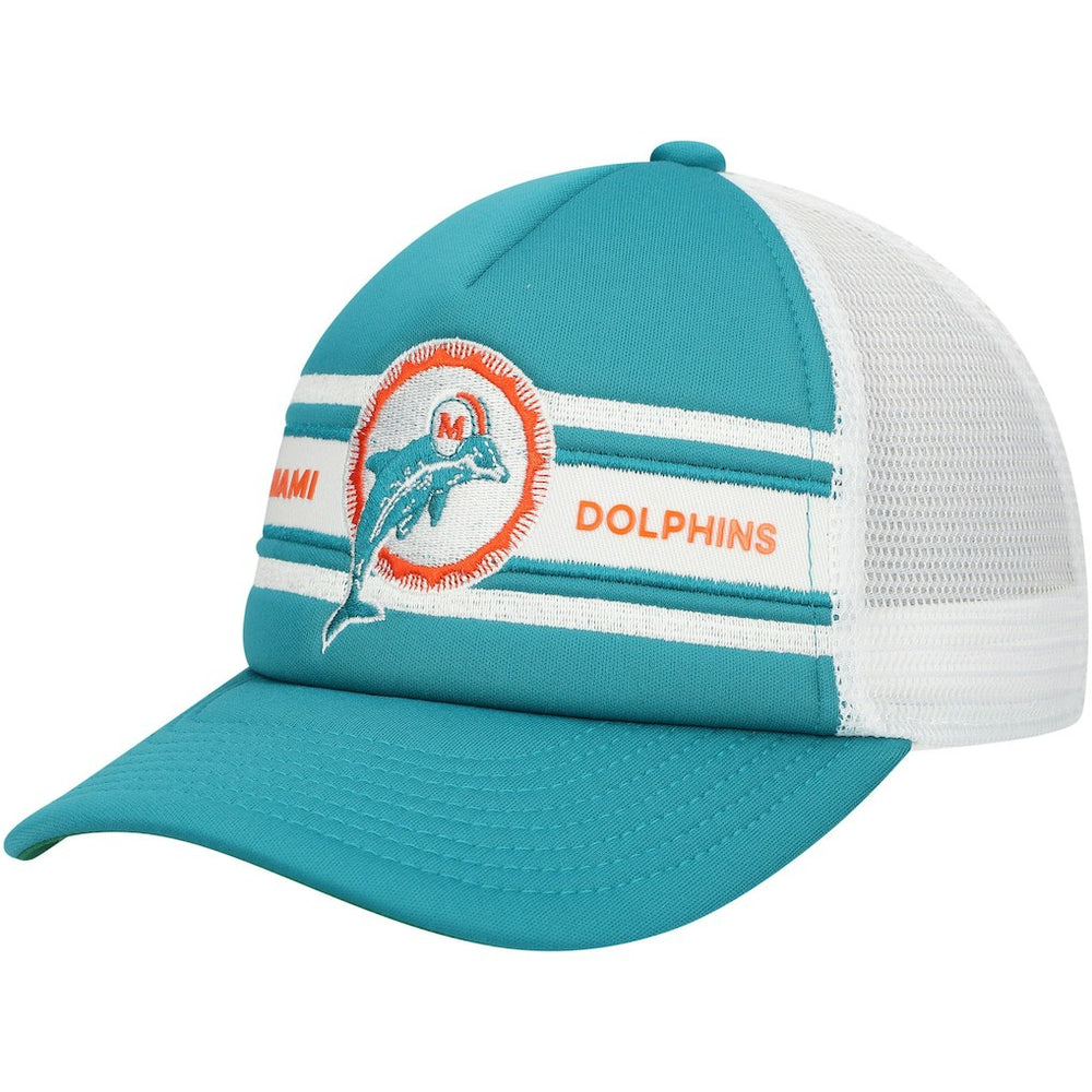 Miami Dolphins Mitchell & Ness Youth Stripe Trucker Adjustable Hat