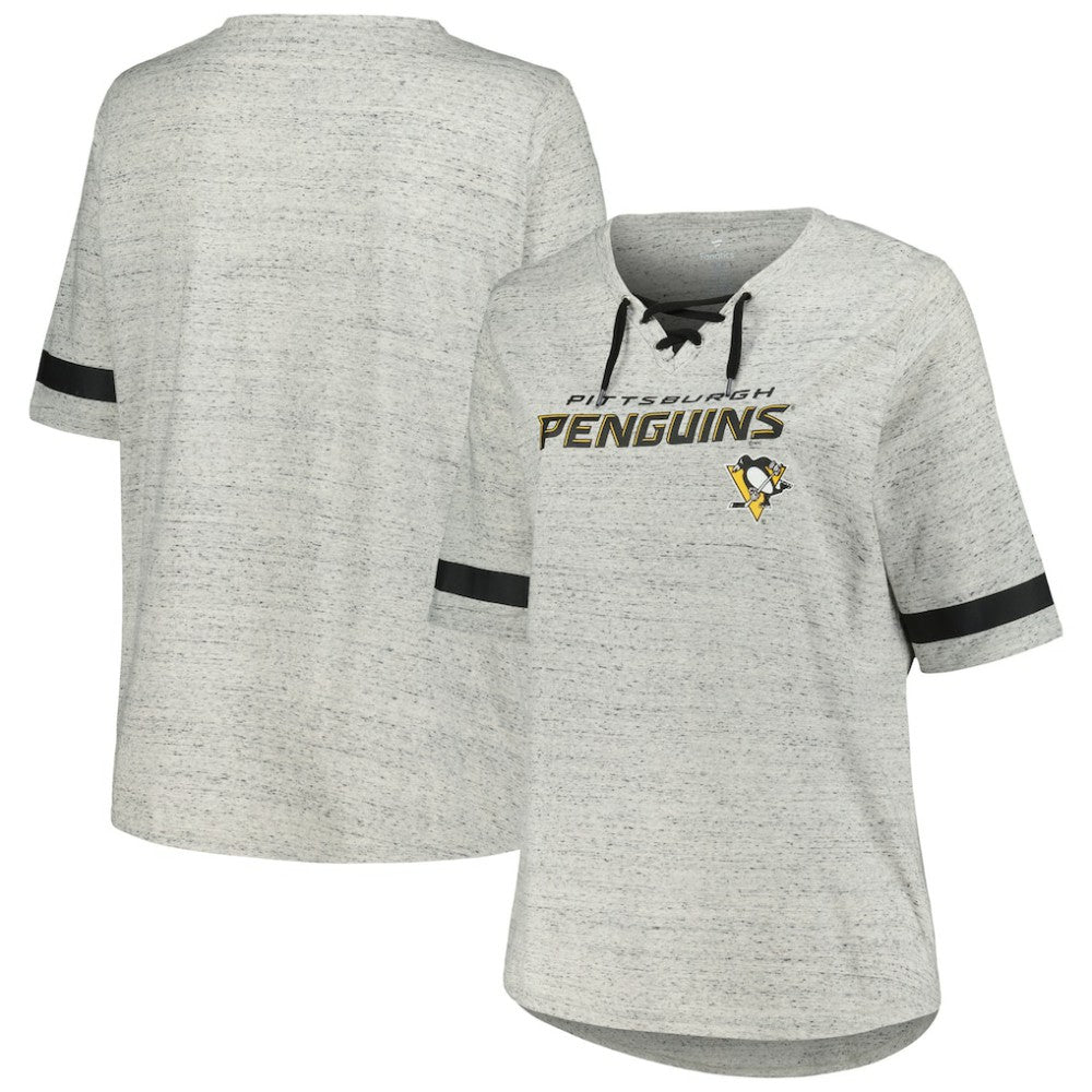 Pittsburgh Penguins Fanatics Women's Plus Size Lace-Up T-Shirt On Sale
