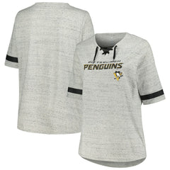 Pittsburgh Penguins Fanatics Women's Plus Size Lace-Up T-Shirt On Sale