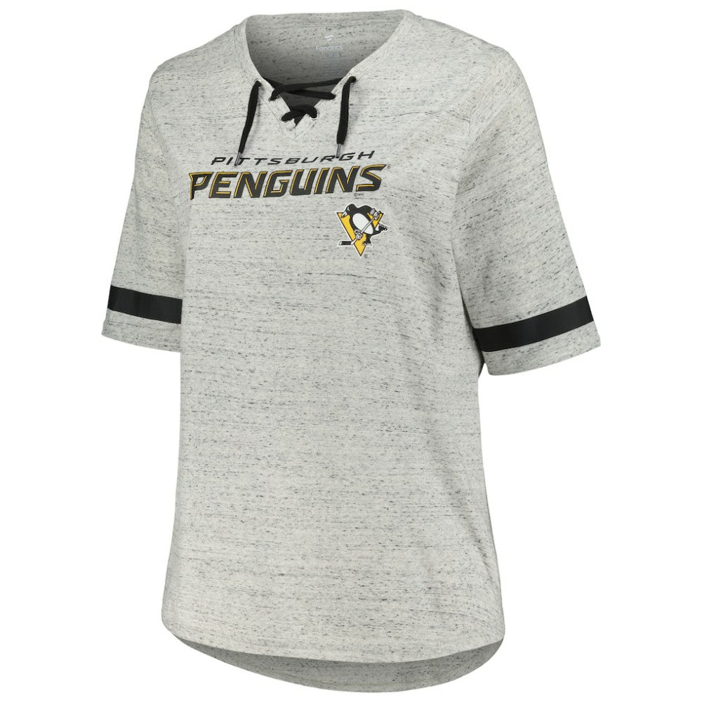 Pittsburgh Penguins Fanatics Women's Plus Size Lace-Up T-Shirt On Sale