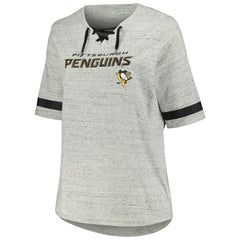 Pittsburgh Penguins Fanatics Women's Plus Size Lace-Up T-Shirt On Sale