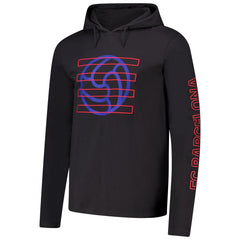 Barcelona Wordmark Long Sleeve Hoodie T-Shirt- Charcoal