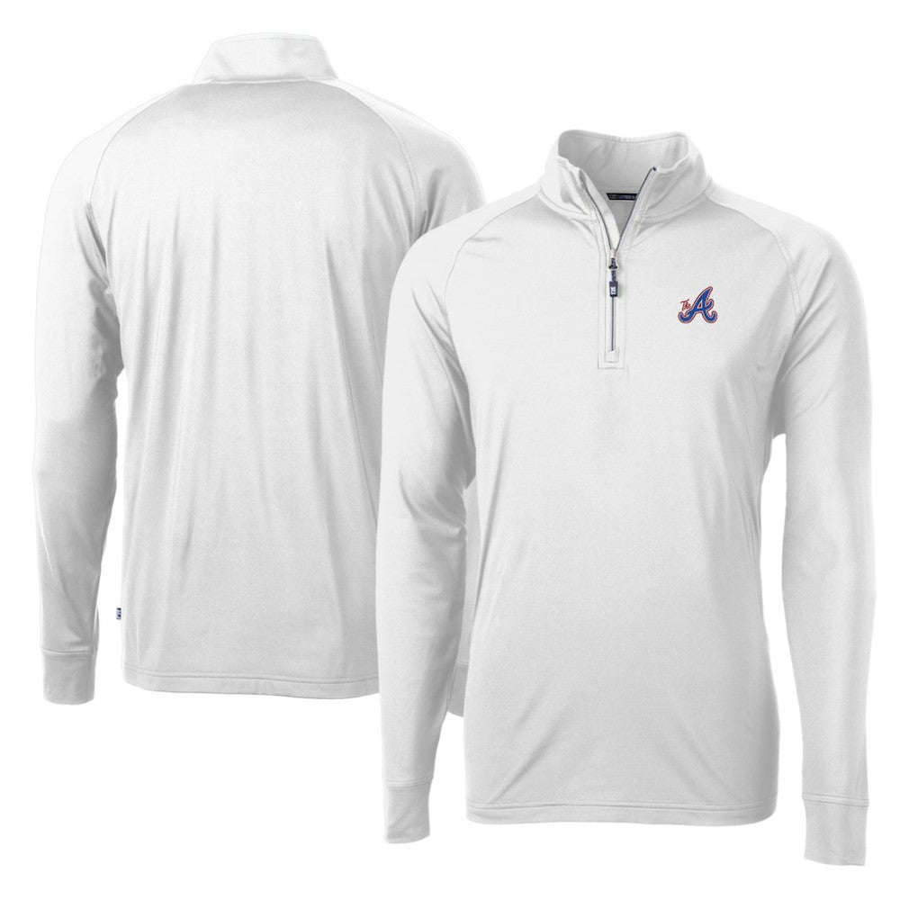 Atlanta Braves Cutter & Buck City Connect Adapt Eco Knit Stretch Recycled Quarter-Zip Pullover Top | MLB New