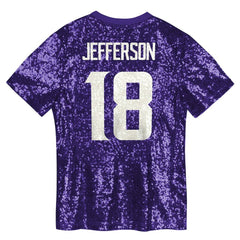 Minnesota Vikings  Justin Jefferson  Girls Youth Sequin V-Neck Fashion Jersey