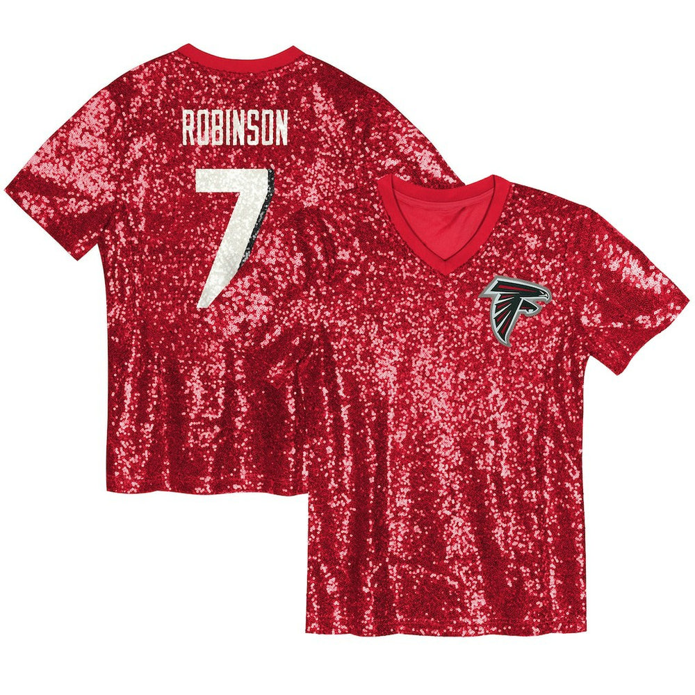 Atlanta Falcons  Bijan Robinson  Girls Youth Sequin V-Neck Fashion Jersey