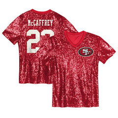 San Francisco 49ers  Christian McCaffrey  Girls Youth Sequin V-Neck Fashion Jersey