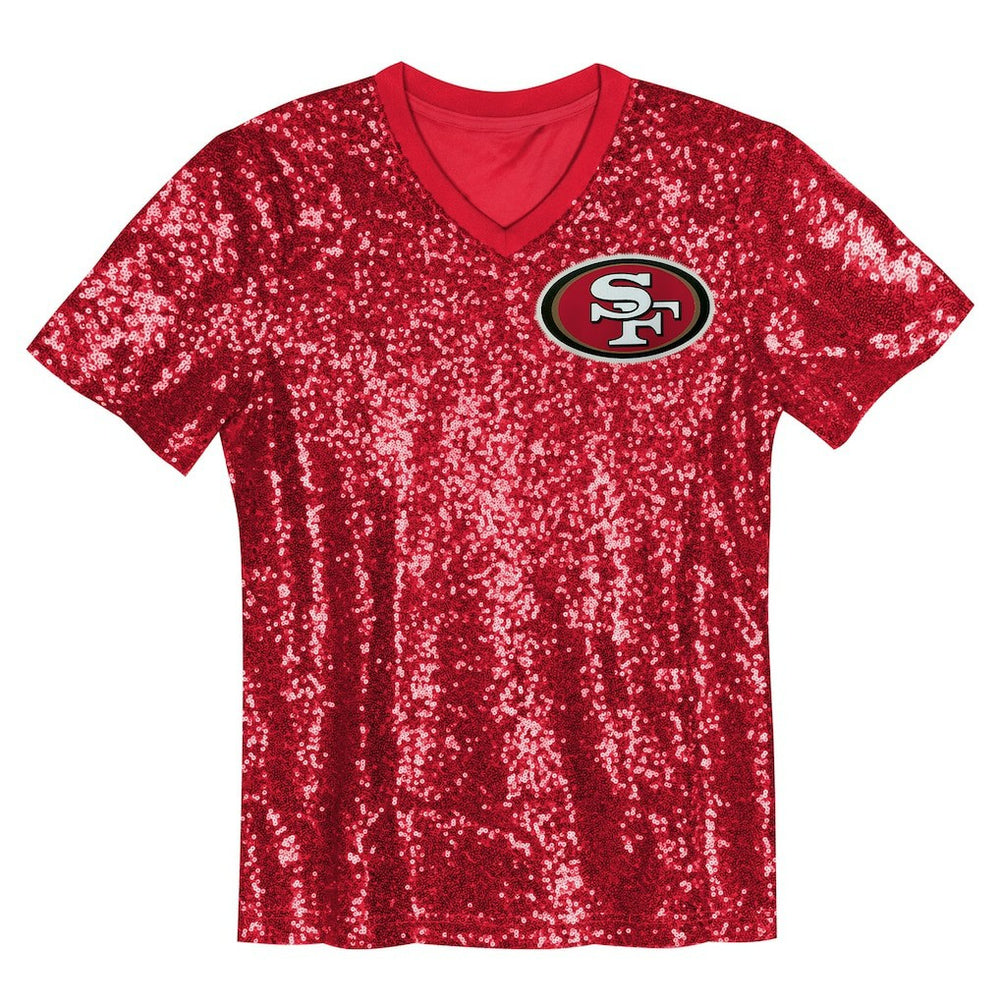 San Francisco 49ers  Christian McCaffrey  Girls Youth Sequin V-Neck Fashion Jersey