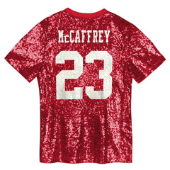 San Francisco 49ers  Christian McCaffrey  Girls Youth Sequin V-Neck Fashion Jersey