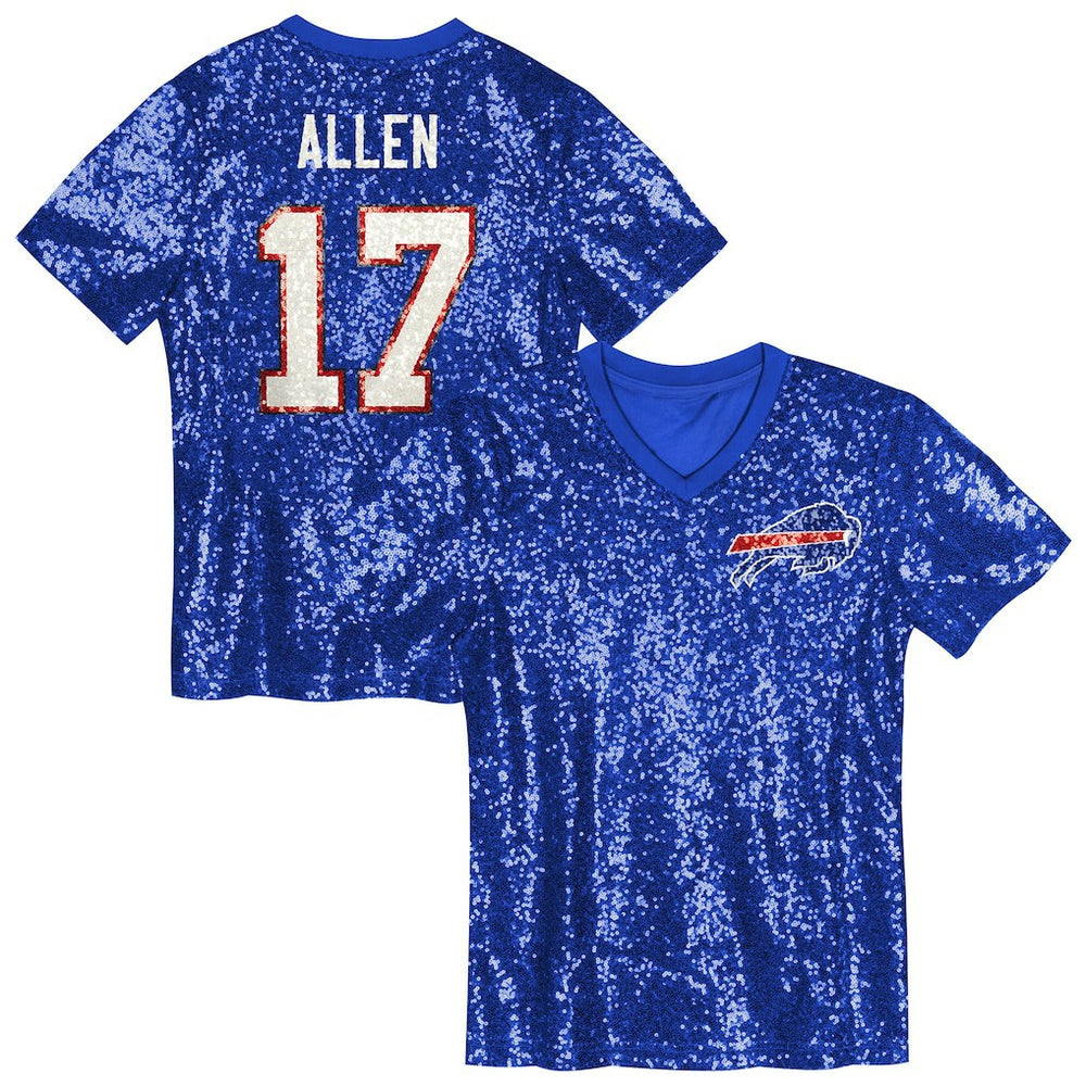 Buffalo Bills  Josh Allen  Girls Youth Sequin V-Neck Fashion Jersey