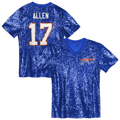 Buffalo Bills  Josh Allen  Girls Youth Sequin V-Neck Fashion Jersey