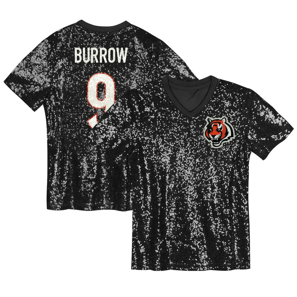 Cincinnati Bengals  Joe Burrow  Girls Youth Sequin V-Neck Fashion Jersey