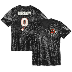 Cincinnati Bengals  Joe Burrow  Girls Youth Sequin V-Neck Fashion Jersey