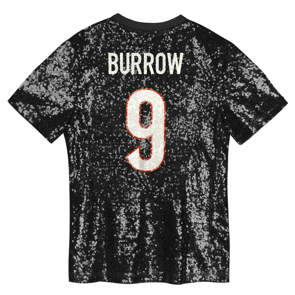 Cincinnati Bengals  Joe Burrow  Girls Youth Sequin V-Neck Fashion Jersey