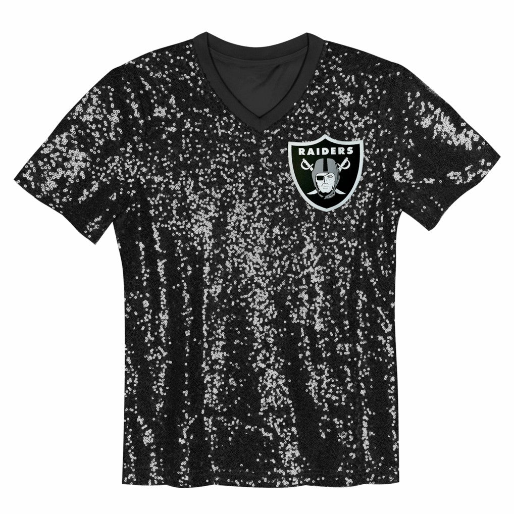 Las Vegas Raiders  Maxx Crosby  Girls Youth Sequin V-Neck Fashion Jersey