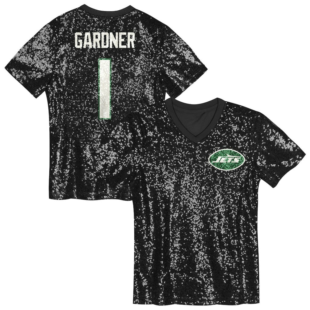 New York Jets  Sauce Gardner  Girls Youth Sequin V-Neck Fashion Jersey