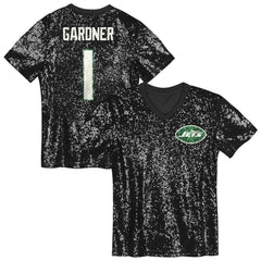 New York Jets  Sauce Gardner  Girls Youth Sequin V-Neck Fashion Jersey