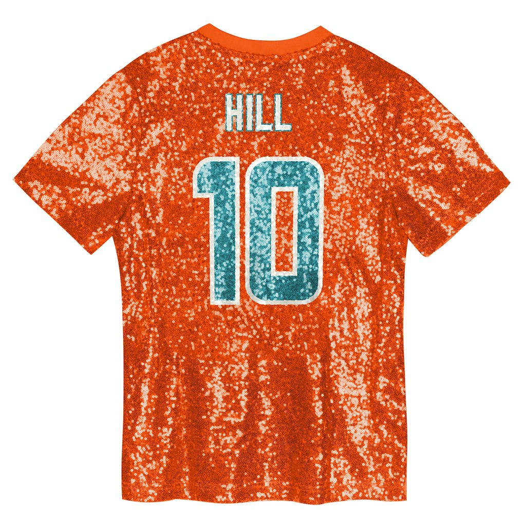 Miami Dolphins  Tyreek Hill  Girls Youth Sequin V-Neck Fashion Jersey