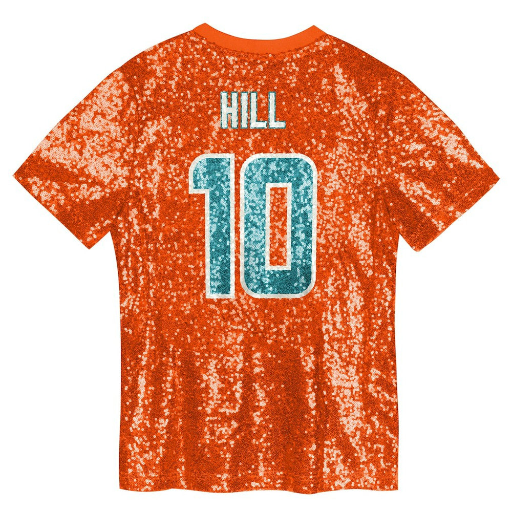 Miami Dolphins  Tyreek Hill  Girls Youth Sequin V-Neck Fashion Jersey