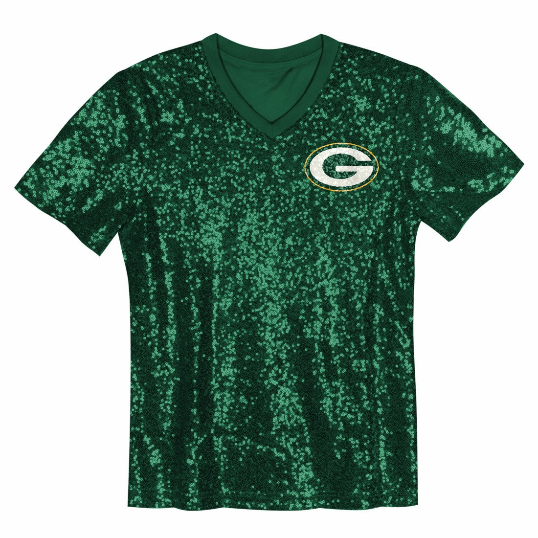 Green Bay Packers  Jordan Love  Girls Youth Sequin V-Neck Fashion Jersey