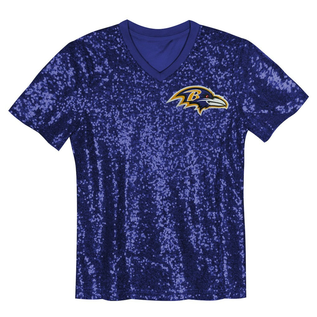 Baltimore Ravens  Lamar Jackson  Girls Youth Sequin V-Neck Fashion Jersey