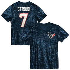 Houston Texans  C.J. Stroud  Girls Youth Sequin V-Neck Fashion Jersey