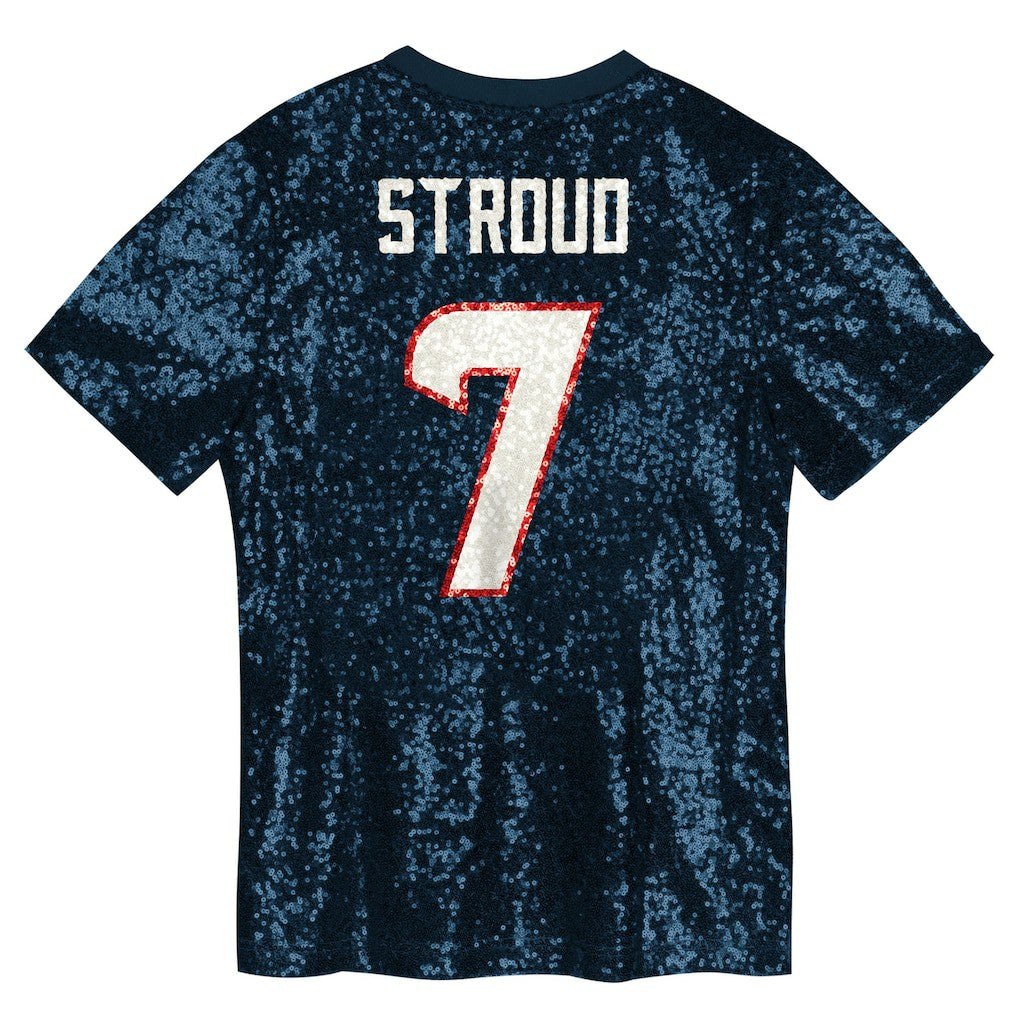 Houston Texans  C.J. Stroud  Girls Youth Sequin V-Neck Fashion Jersey